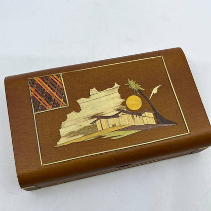 Vintage Handmade Wooden Trinket  Box Art Inlays 5” Wood Colombo 5x3" TH7