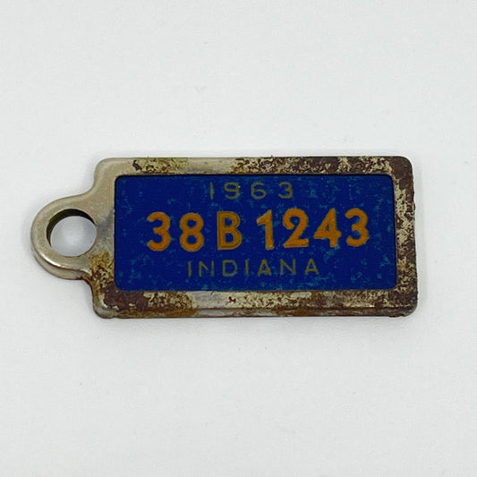 DAV 1963 Indiana keychain license plate tag METAL CAR/FOB SC3