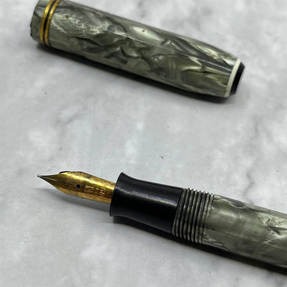 Vintage Marbleized Gray-Green Celluloid Wearever Fountain Pen 14k Nib SE6