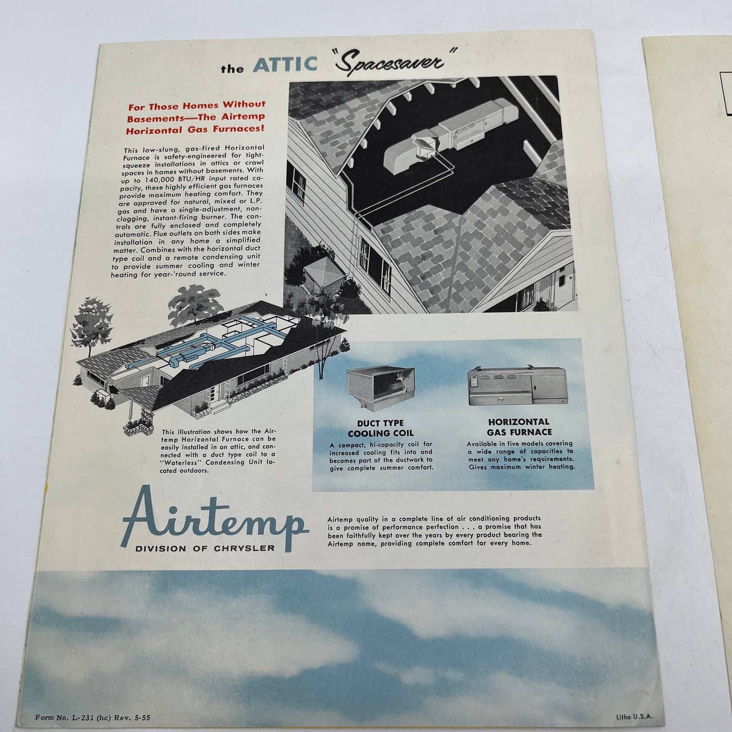 1956 Chrysler Airtemp Year Round Air Conditioner Advertising Tri-Fold Leafet AC8