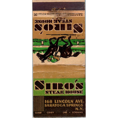 Siro's Steak House Saratoga Springs NY Advertising Matchbook Cover SA1-M11