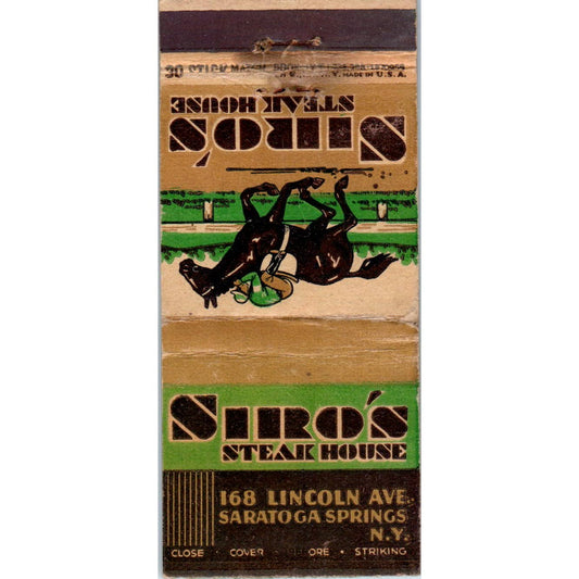 Siro's Steak House Saratoga Springs NY Advertising Matchbook Cover SA1-M11