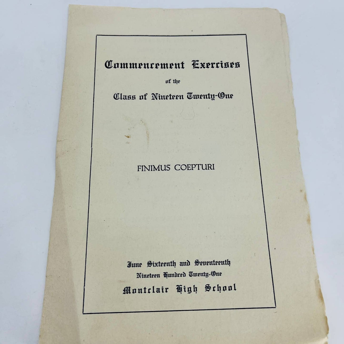 1921 Montclair High School Graduation Commencement Program & Invitation NJ D4