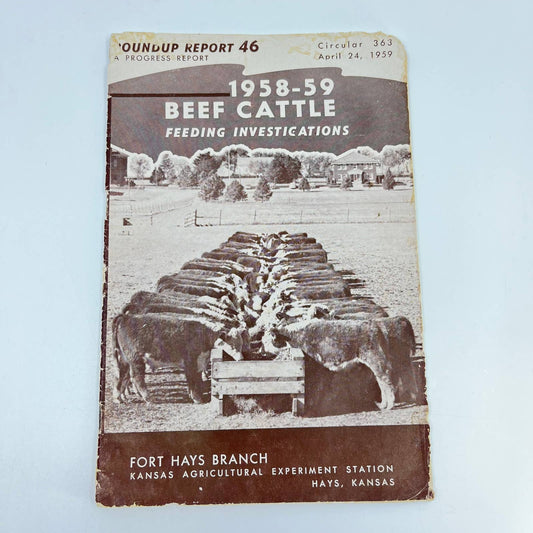 1959 Beef Cattle Feeding Investigations Circular Fort Hays Branch Hayes KS TE7
