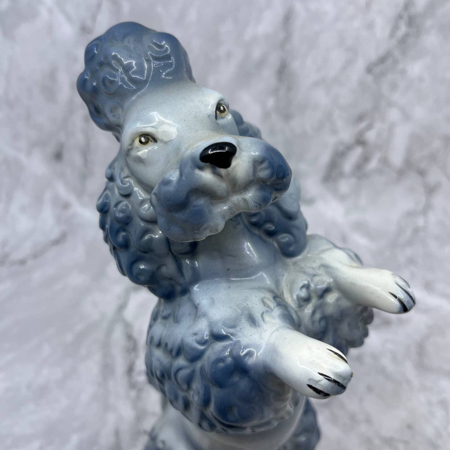 Vintage MCM Blue Gray Poodle Hand Painted Porcelain Figurine 9" TJ1