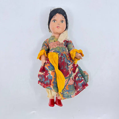 Souvenir Mexican Girl Doll 1940's/50's Beautiful Hand Painted TE5