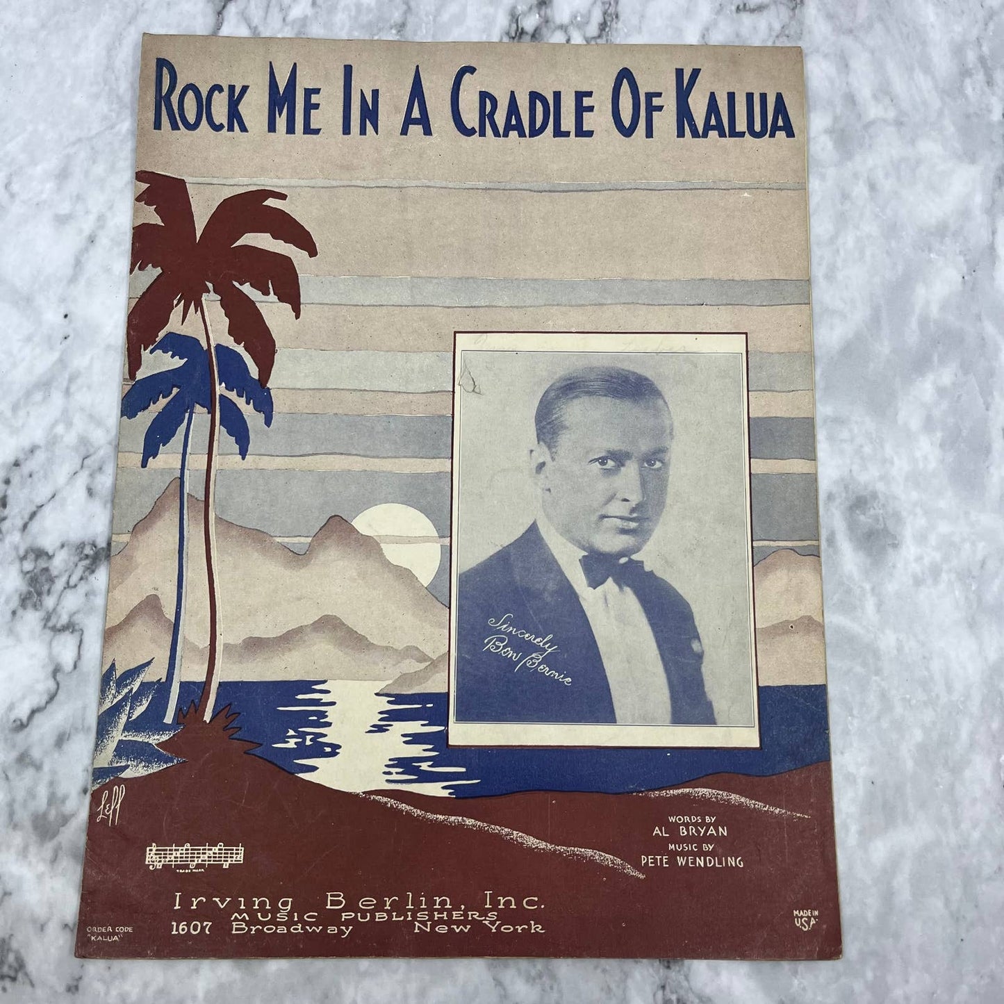 Rock Me in a Cradle of Kalua 1931 Sheet Music Bernie Cover Irving Berlin TJ4