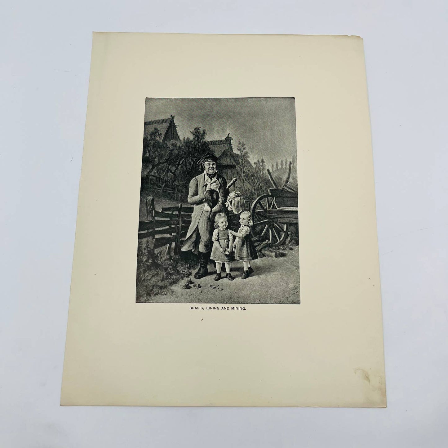 1880s Victorian Art Print Engraving Fritz Reuter BRÄSIG, LINING AND MINING