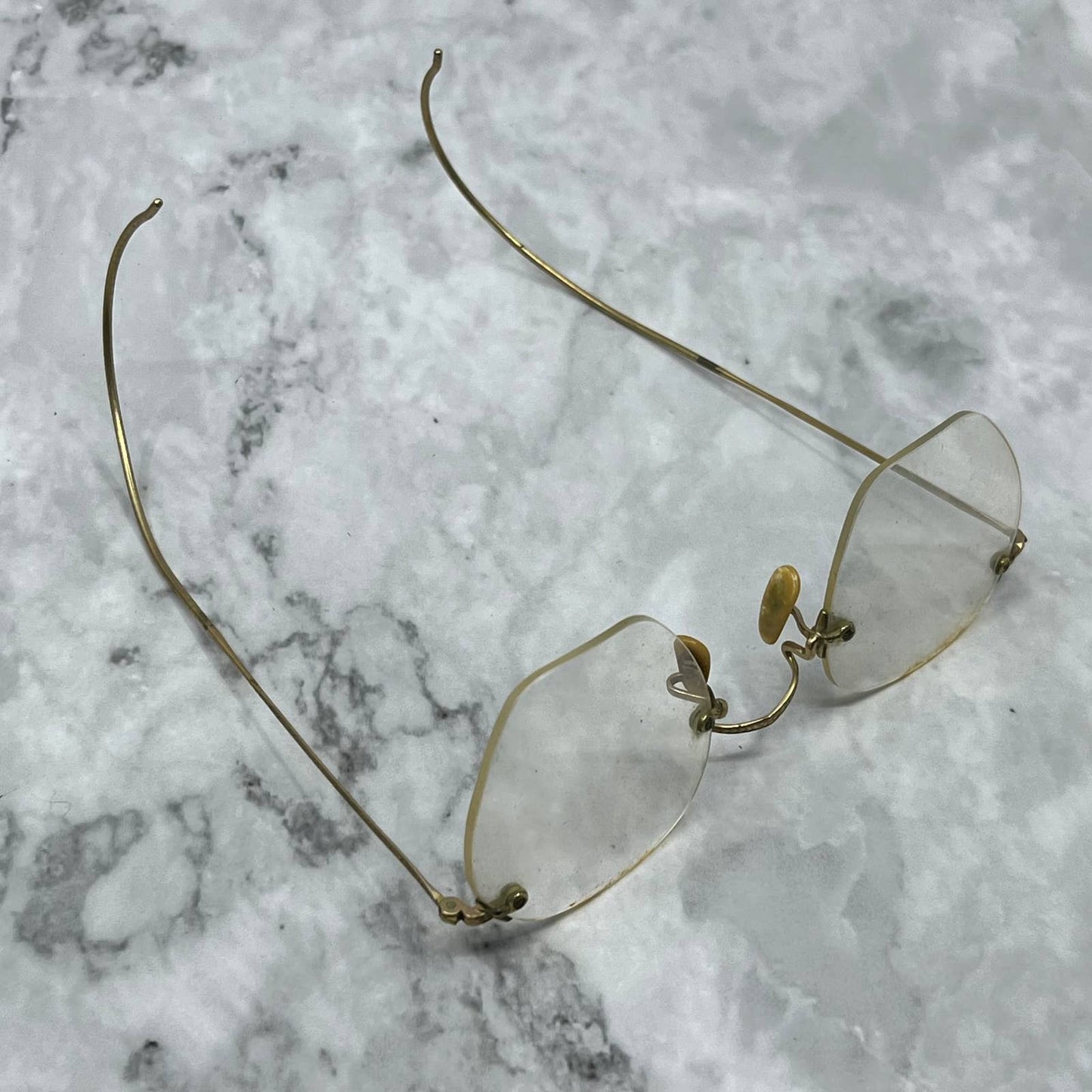 Vintage Art Deco B&L Gold Fill Etched Rimless Frame Eyeglasses Frames 4.5” SE9