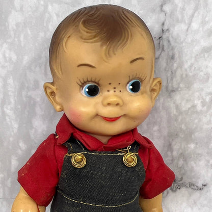 1950s Mickey Effanbee 9" Vinyl Doll ALL AMERICAN BOY Farmer Denim Overalls TI7