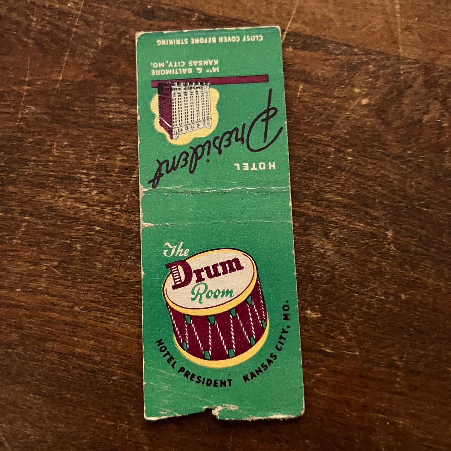 Hotel President Drum Room Kansas City MO Advertising Matchbook Cover MM11-5