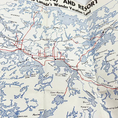 1940s Lake of the Woods District Road Map Large Fold Out Kenora Ontario SC8