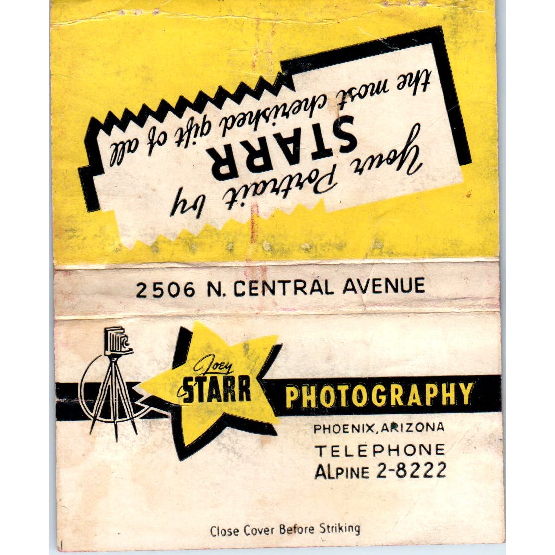 Star Photography Phoenix Arizona Wide Advertising Matchbook Cover SA9-M7