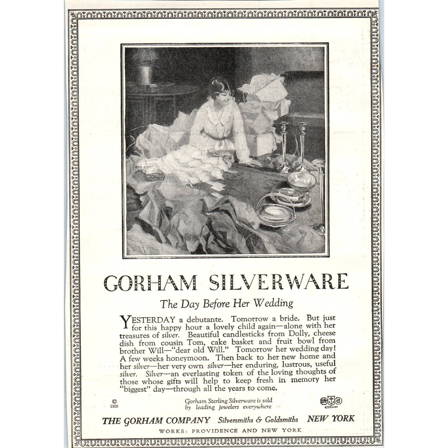 c1920 Harper's Magazine Ad - The Gorham Company Silverware Providence & NY TF6-1