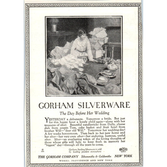 c1920 Harper's Magazine Ad - The Gorham Company Silverware Providence & NY TF6-1