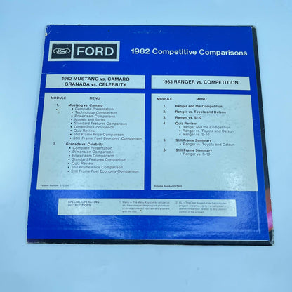 1982-83 Ford Promo Laserdisc Laser Disc Mustang vs. Camero Ranger Granada TA3