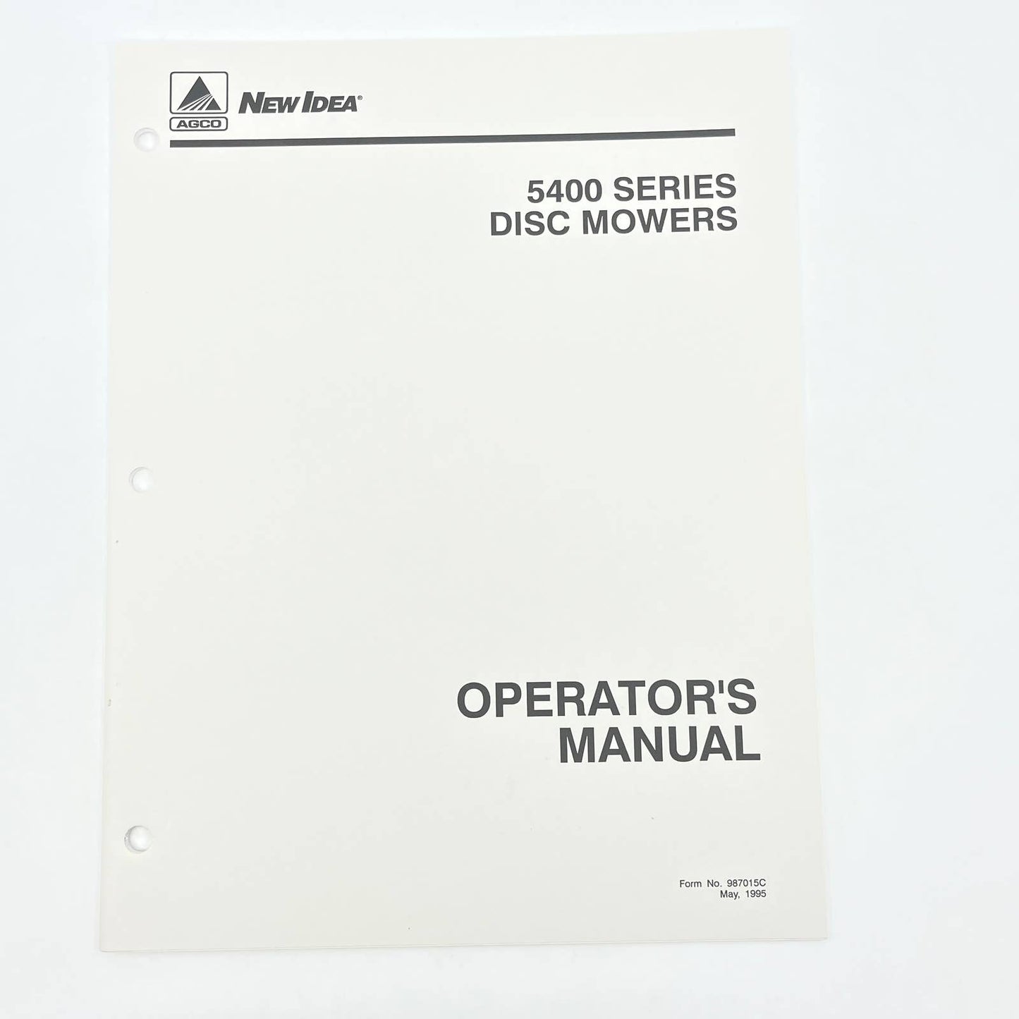 Original 1995 New Idea Operator's Manual 5400 Series Disc Mowers 987015C TB9
