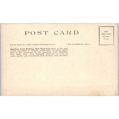 Appellate Court Building New York c1910 Original Postcard TK1-24