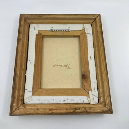 1982 Original Framed Peggy Harris Painting on Canvas Koala Bear Dining Out TG1