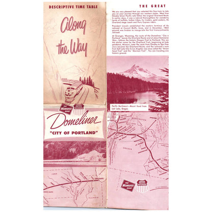 1958 Milwaukee Union Pacific Railroad Domeliner Portland Timetable SE4