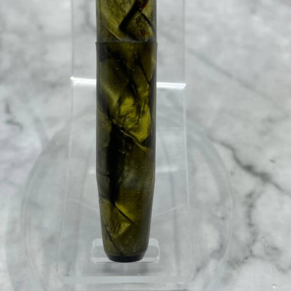1930s CONKLIN Marbleized Olive Green Celluloid Fountain Pen Button Fill SE6