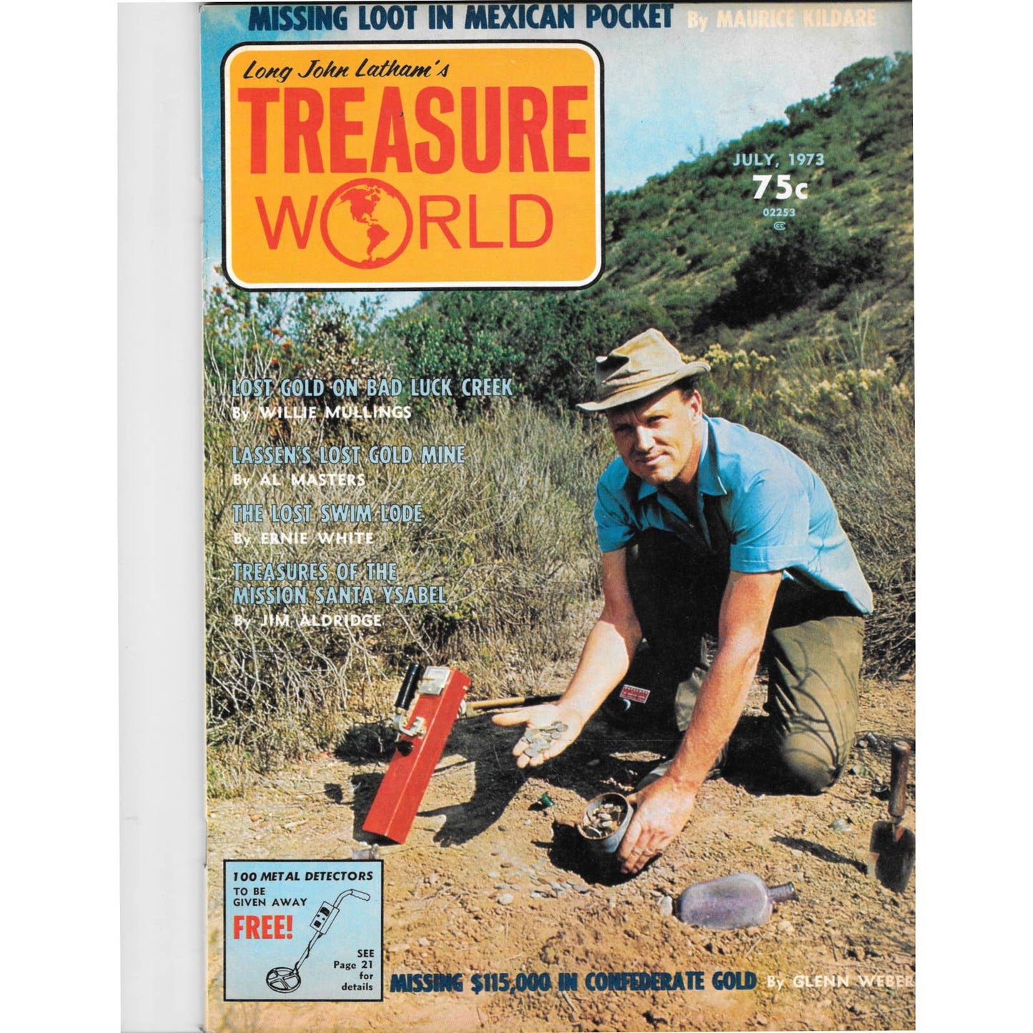 Long John Latham's Treasure World Magazine Mining Metal Detecting July 1973M5