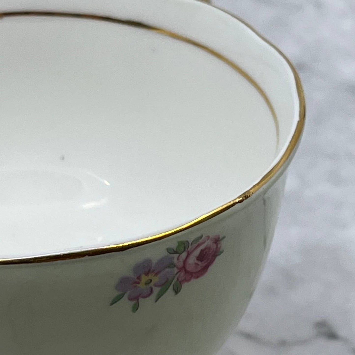 COLCLOUGH Bone China Cup and Saucer England  Yellow Gold Trim, Pattern Roses TD1