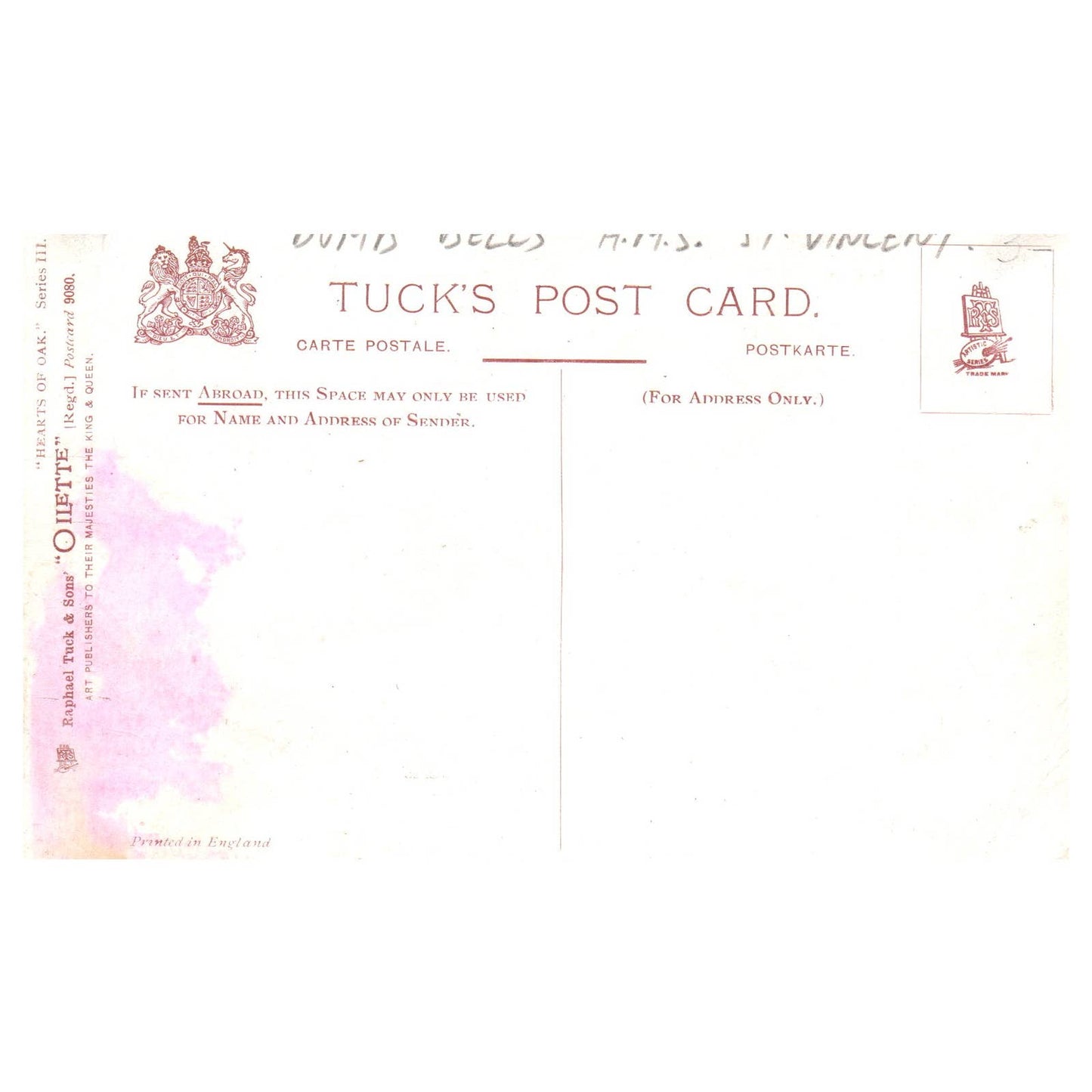 Navy Dumbbell Drills HMS St. Vincent Raphael Tuck - Original Postcard TJ8-5