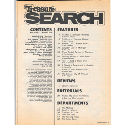Treasure Search Magazine - Treasure Hunting Metal Detecting Aug 1976 M3