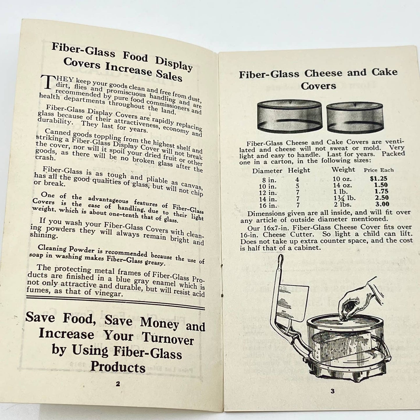 1919 Fiberglass Display Covers for Food Catalog Price List Chicago IL SD3