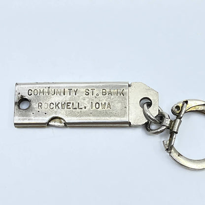 Vintage Key Chain Community St. Bank Rockwell IA Keychain Fob SD5