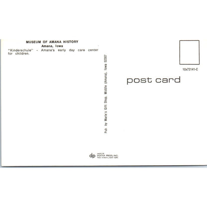 Museum of Amana History Kinderschule Day Care Center Original Postcard PB8