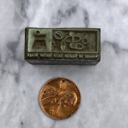 Vintage Printers Block Plate Dayton OH Pharmaceuticals Drug Store TJ513
