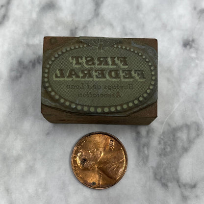 Vintage Letterpress Printers Block Plate First Federal Savings And Loan TJ56