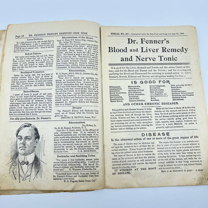 1906 Dr. Fenner’s Cook Book Quack Medicine Recipes Fredonia NY TE2