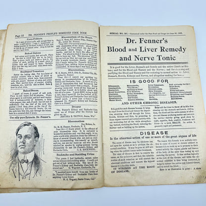 1906 Dr. Fenner’s Cook Book Quack Medicine Recipes Fredonia NY L1-5