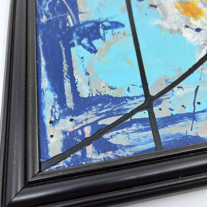 Framed Original Abstract Art Painting "Picture Window" Acrylic on Glass 9x11 TI5