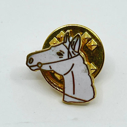 Vintage Western Cowboy White Horse Head Enamel Pin Button SC3