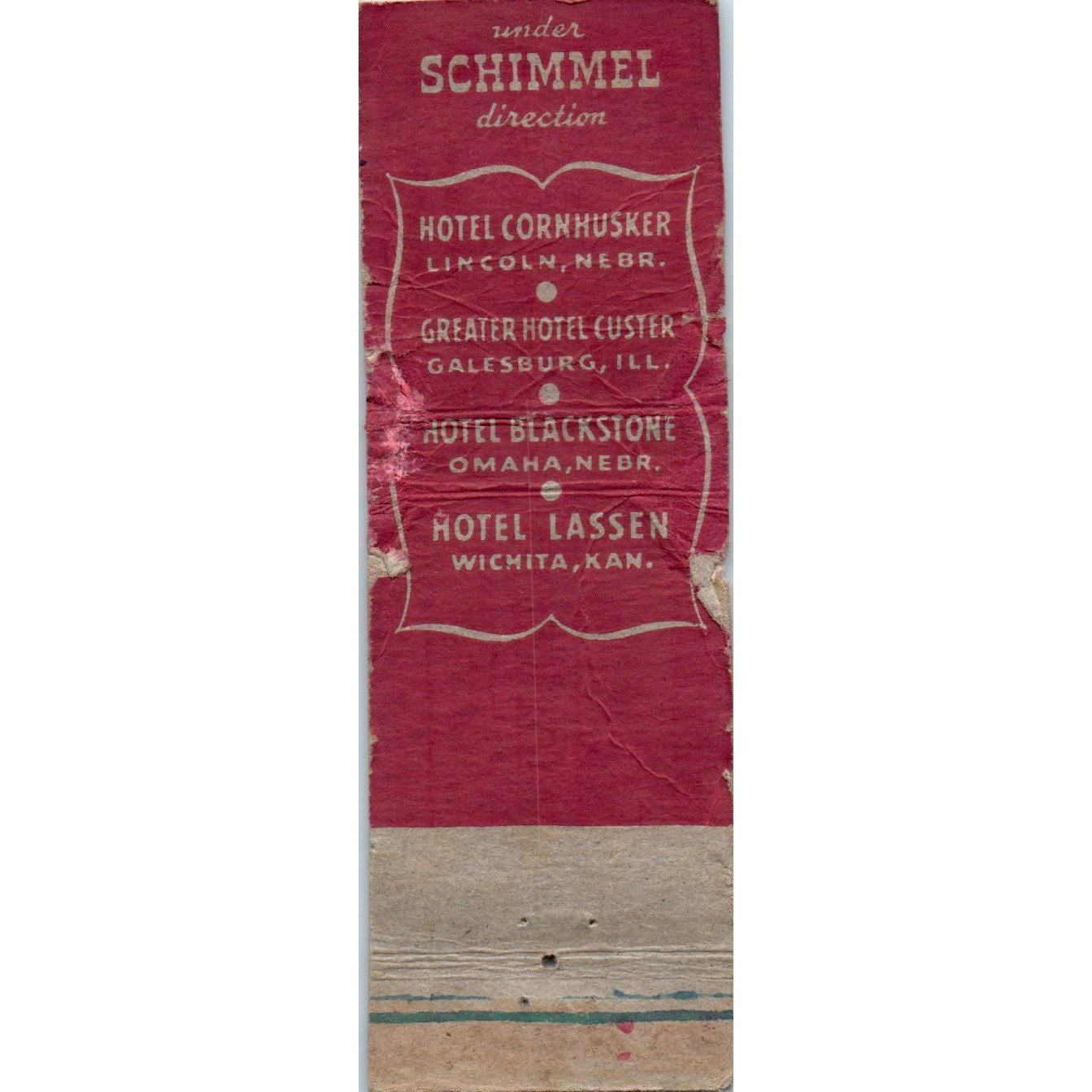 The TeePee Hotel Cornhusker Lincoln NE Advertising Matchbook Cover MM10-2