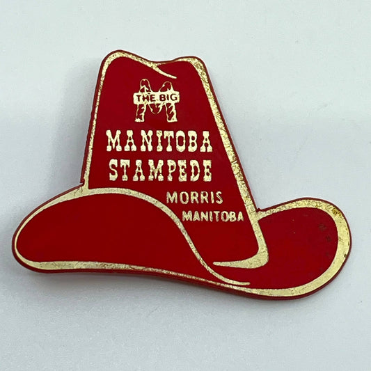 Vintage Manitoba Stampede Cowboy Hat Souvenir Morris Manitoba Pinback Button SD8