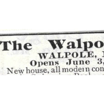 The Walpole Inn M.F. Hitchings Walpole NH - 1903 Original Ad TJ8-7-2