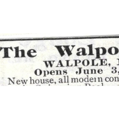 The Walpole Inn M.F. Hitchings Walpole NH - 1903 Original Ad AK5-S28