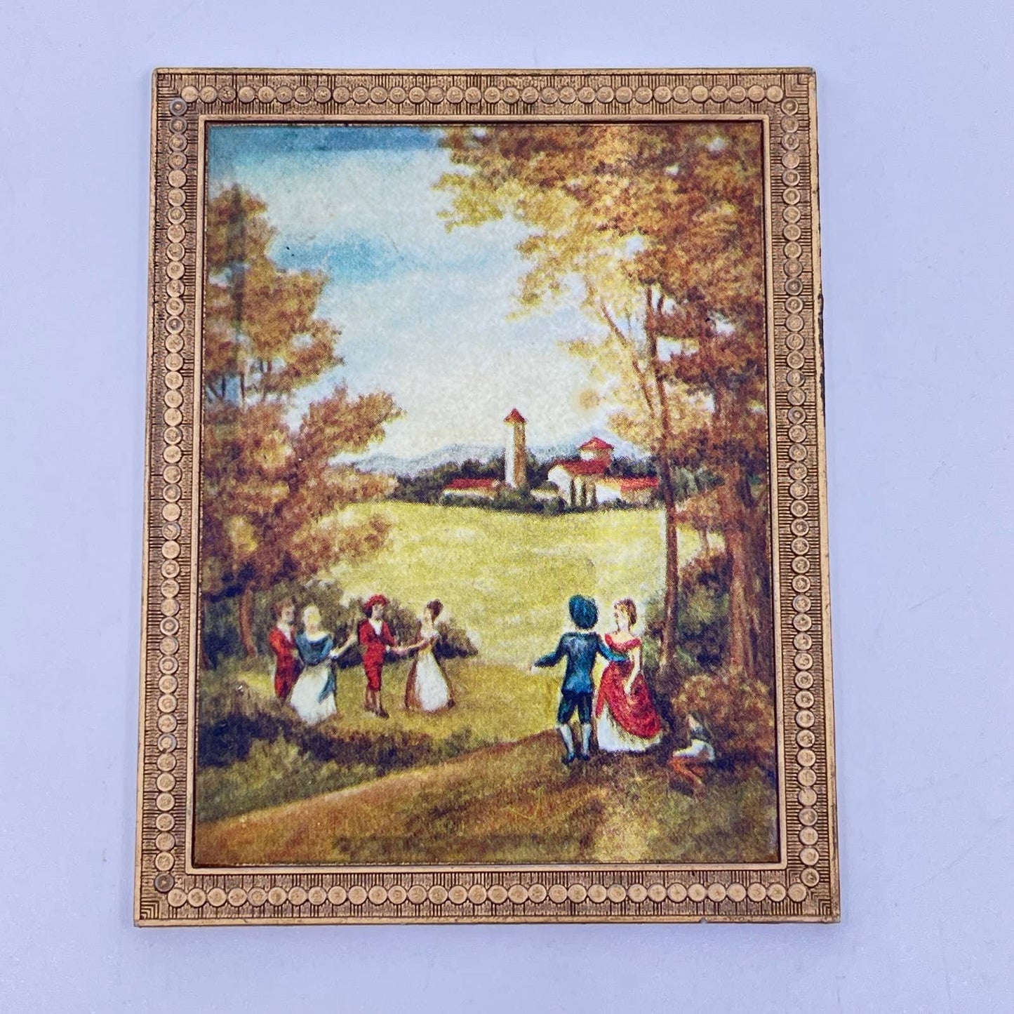 Vintage Petite Princess Dollhouse Miniature Gold Framed Painting SD3
