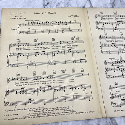 Isle of Capri Xavier Cugat Fox Trot 1934 Sheet Music TK2-SM2
