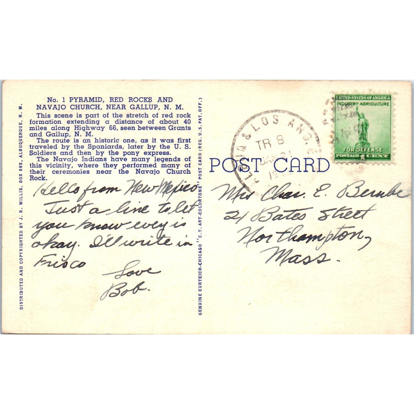 No. 1 Pyramid Red Rocks and Navajo Church Gallup NM Original Postcard TJ9-P2