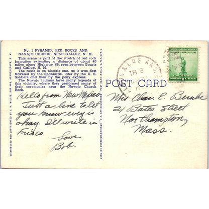 No. 1 Pyramid Red Rocks and Navajo Church Gallup NM Original Postcard TJ9-P2