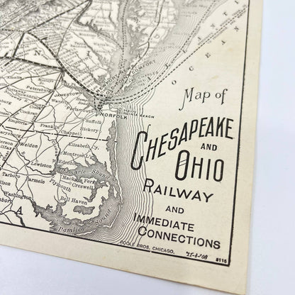 1908 Chesapeake & Ohio Railway Co. Time Tables & Fold Out Map AB2