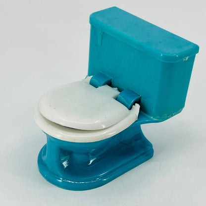 1950s Plasco MCM Dollhouse Furniture Celluloid Teal Bathroom Toilet TD6