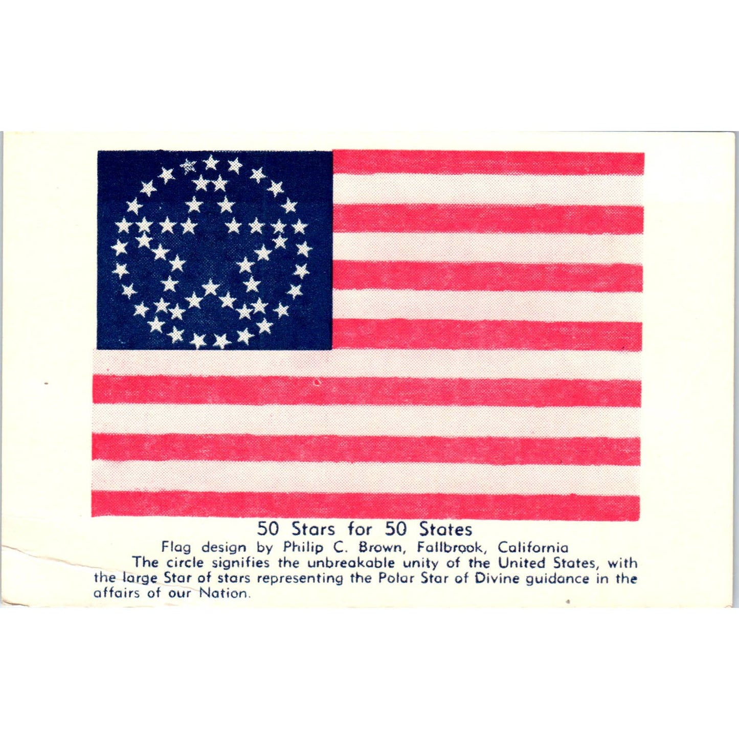 Philip C. Brown Rejected 50 Star American Flag Design Original Postcard TK1-28