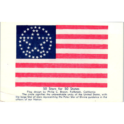 Philip C. Brown Rejected 50 Star American Flag Design Original Postcard TK1-28
